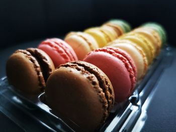 Close-up of macaroons on table