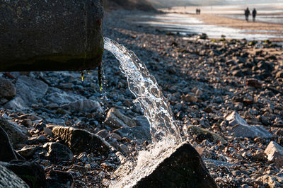 Close-up of water flowing through rocks