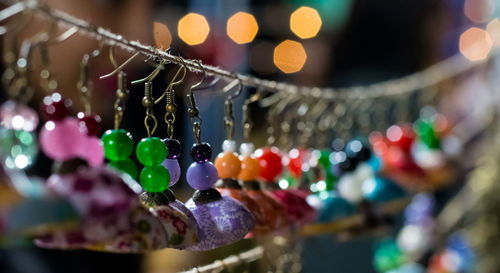 Close-up of multi colored hanging