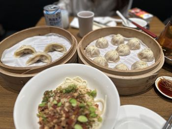 High angle view of food on table