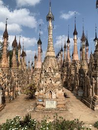 Panoramic view of old temple building against sky