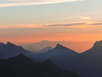 Scenic view of mountains against cloudy sky