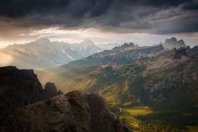 Scenic view of mountains against sky