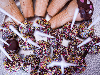 High angle view of dessert in plate