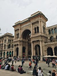 Tourists in front of historic building