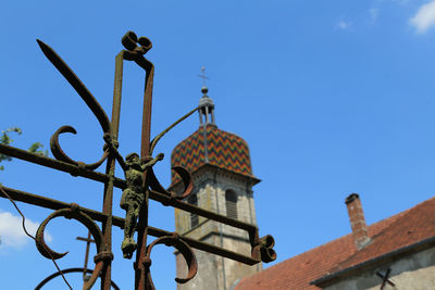 Low angle view of a building against blue sky