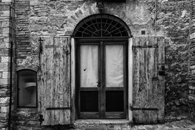 Closed door of old building