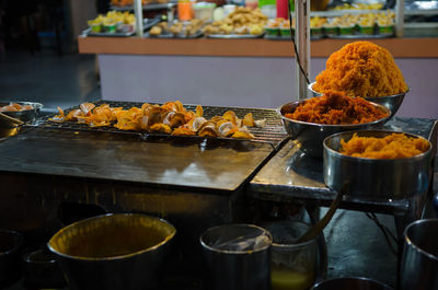 High angle view of food on table