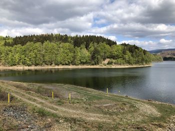 Scenic view of lake against sky