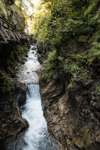 Stream flowing through rocks in forest