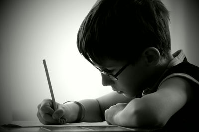 Boy doing homework at home