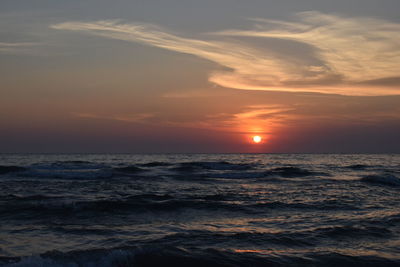 Scenic view of sea at sunset