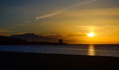 Scenic view of sea at sunset