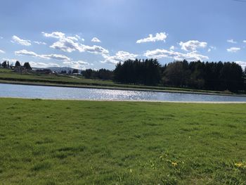 Scenic view of lake against sky