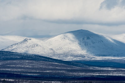 Scenic view of snow mountains against sky