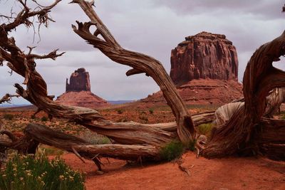 Rock formation on land against sky