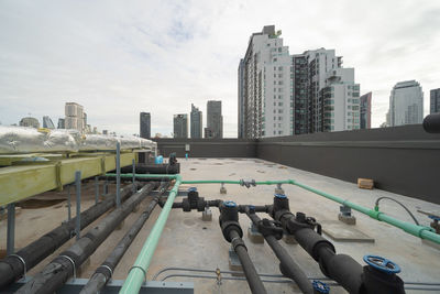 High angle view of cityscape against sky