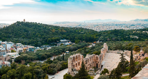 Athens, greece - february 13, 2020. panoramic view over the athens city, 