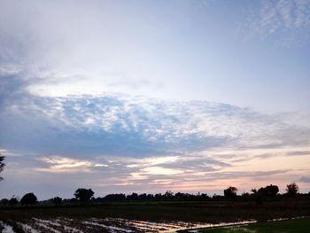 Scenic view of field against sky during sunset