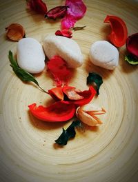 High angle view of vegetables on table