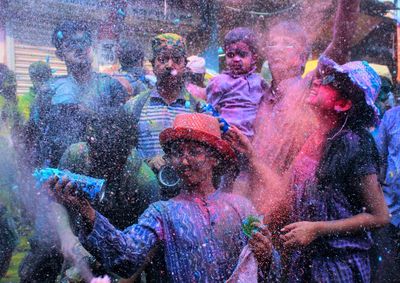 Celebration of holi festival in kolkata