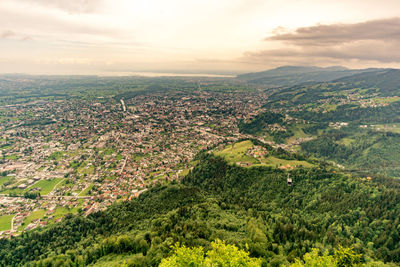 High angle view of landscape against sky