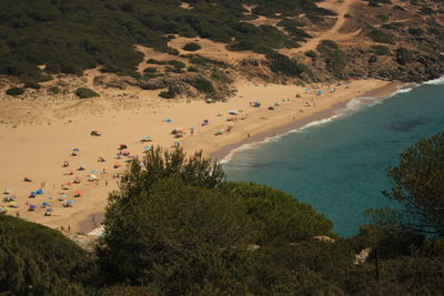 High angle view of beach against sky