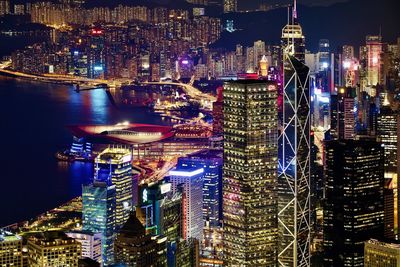 Illuminated cityscape at night