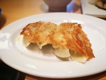 High angle view of food in plate