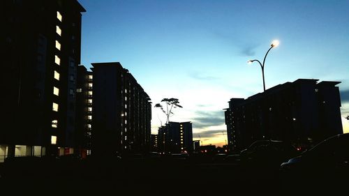 Buildings at sunset