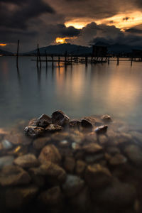 Scenic view of sea against sky during sunset