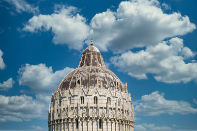 Low angle view of temple building against sky