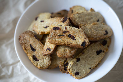 Close-up of cookies in plate