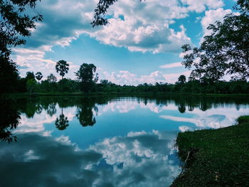 Scenic view of lake against sky