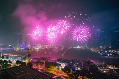 Firework display at night