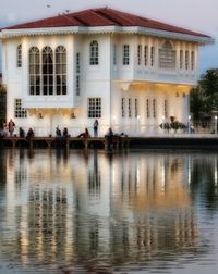 Reflection of building in water