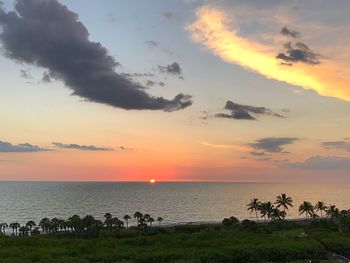 Scenic view of sea during sunset