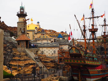 Traditional building against clear sky in city