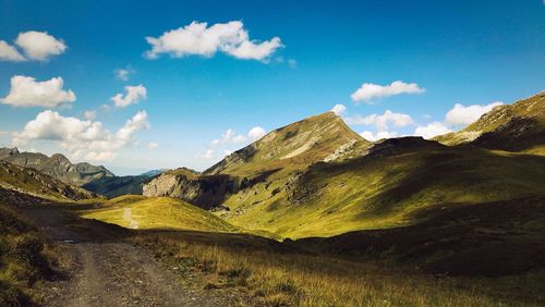 Scenic view of mountains against sky