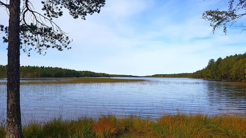 Scenic view of lake against sky