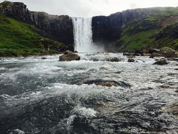 Scenic view of waterfall