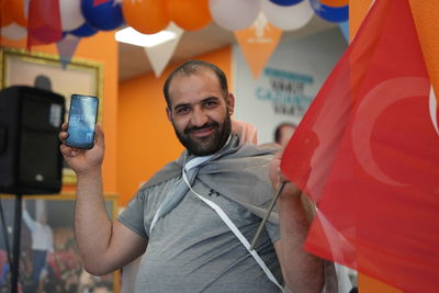 Celebrations of supporters of turkish president erdogan after elections.