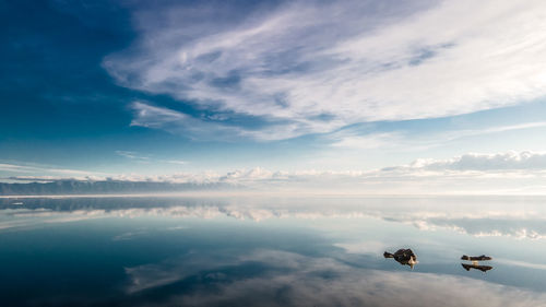 Scenic view of lake against sky