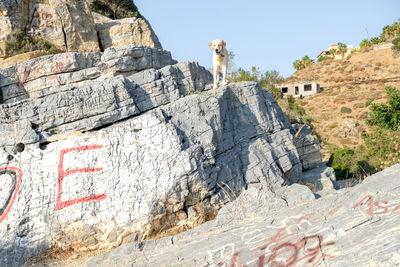 Low angle view of rock formation