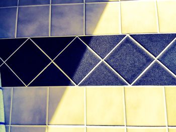 High angle view of tiled floor