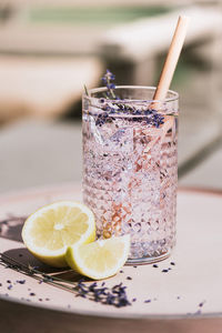 Close-up of glass jar on table