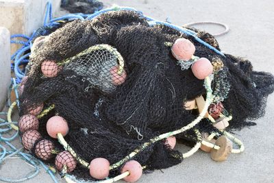 High angle view of ropes