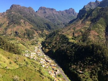 Scenic view of mountains against clear sky