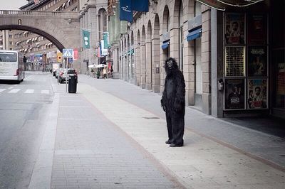 Woman standing in city