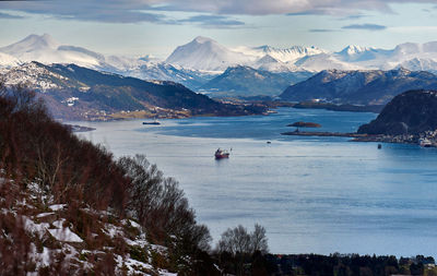 View towards Ålesund from godøy mountain, norway.